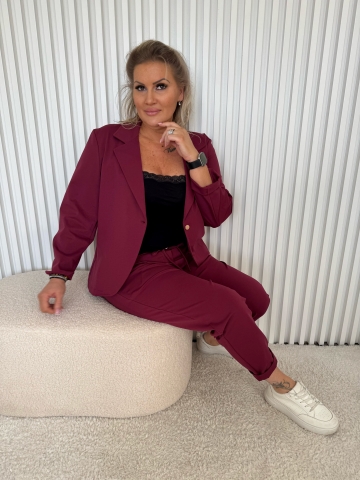 Dámská luxusní bordo souprava Zara sako a kalhoty
