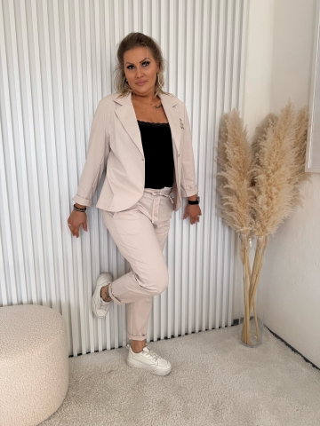 Dámská luxusní světle béžová souprava Zara sako a kalhoty