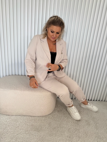 Dámská luxusní světle béžová souprava Zara sako a kalhoty