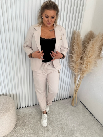Dámská luxusní světle béžová souprava Zara sako a kalhoty