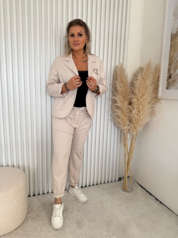 Dámská luxusní světle béžová souprava Zara sako a kalhoty
