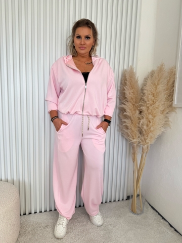 Dámské elastické růžové volnočasové kalhotové tepláky Endy