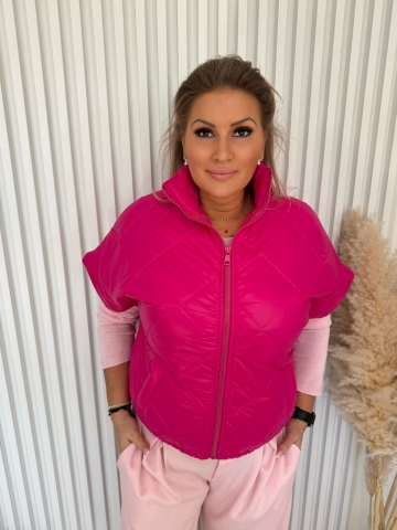 Dámská krátká růžová vesta na zip Brigitte