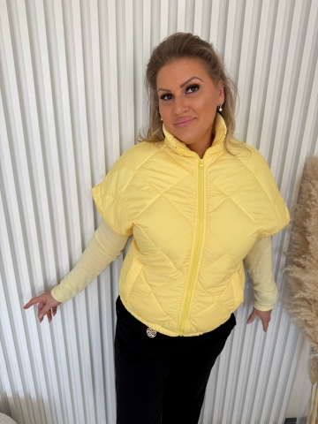 Dámská krátká žlutá vesta na zip Brigitte