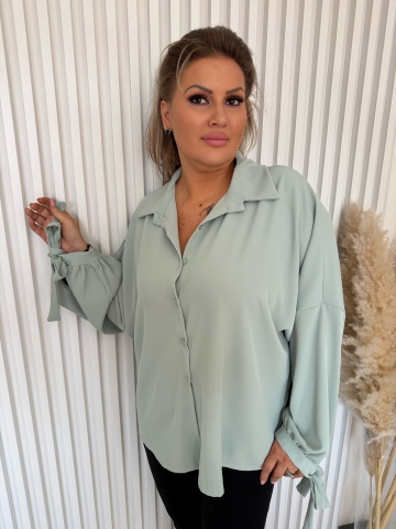 Dámská elegantní košile mint s vázáním na rukávu Fiona