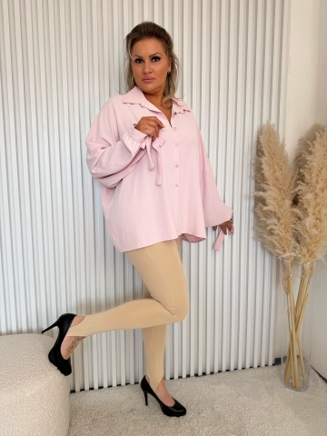 Dámská elegantní košile růžová s vázáním na rukávu Fiona