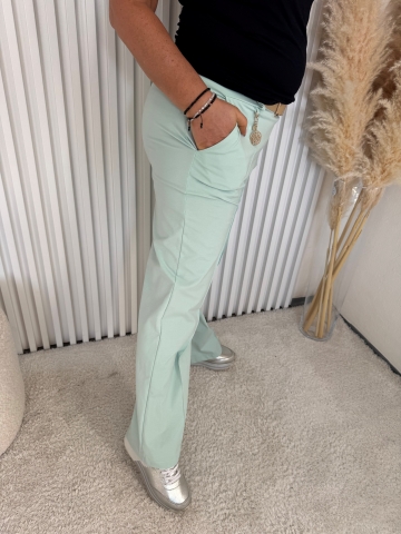 Dámské zelené elegantní široké kalhoty Sal s opaskem