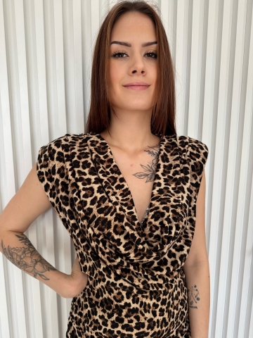 Dámské mírně elastické leopardí krátké šaty Carolina