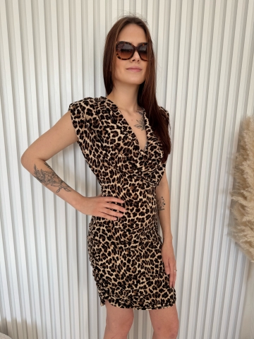 Dámské mírně elastické leopardí krátké šaty Carolina