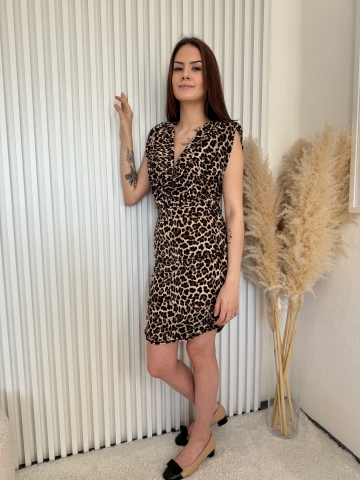 Dámské mírně elastické leopardí krátké šaty Carolina