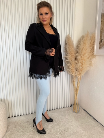 Dámské elegantní legíny kaliopky Pedro v modré barvě na pásek pod chodidlem