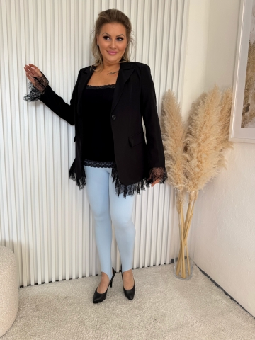 Dámské elegantní legíny kaliopky Pedro v modré barvě na pásek pod chodidlem