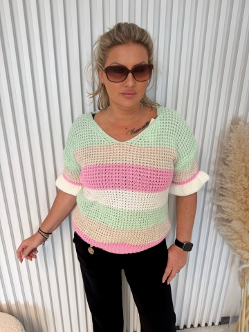 Dámský svetr s krátkým rukávem Helena zakončeným volánem