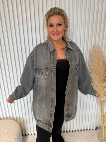 Dámská modrá džínová bunda Angel oversize s kapsama