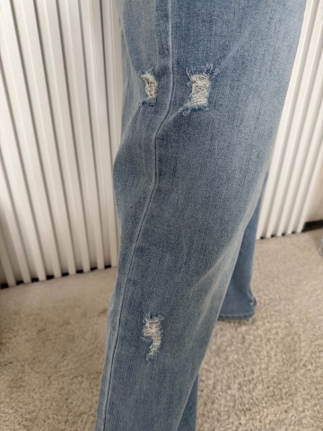 Dámské široké elastické modré rifle Badra