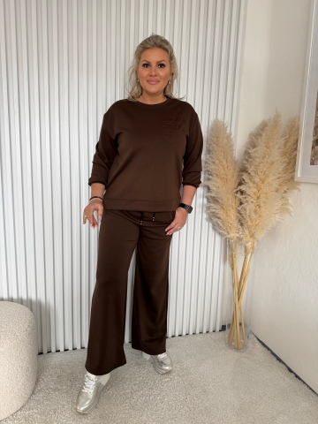 Dámský sportovní čokoládový komplet Dora mikiny a kalhot