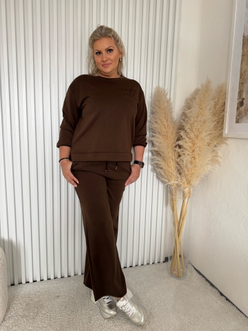 Dámský sportovní čokoládový komplet Dora mikiny a kalhot