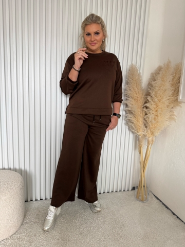 Dámský sportovní čokoládový komplet Dora mikiny a kalhot