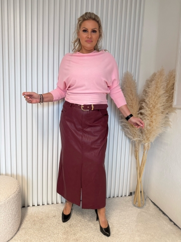 Dámský lehký růžový svetřík Puri netopýřího střihu