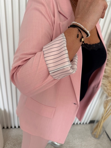 Dámský elegantní kalhotový kostým Dejna růžový