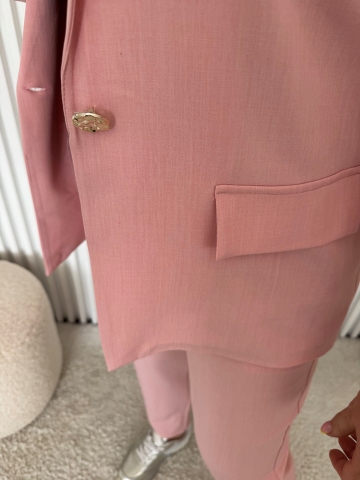 Dámský elegantní kalhotový kostým Dejna růžový