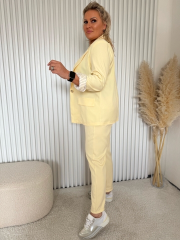 Dámský elegantní kalhotový kostým Dejna žlutý