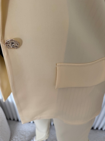 Dámský elegantní kalhotový kostým Dejna béžový
