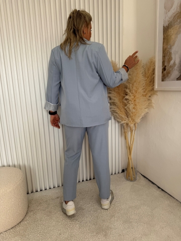 Dámský elegantní kalhotový kostým Dejna modrý