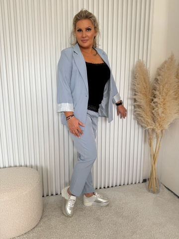 Dámský elegantní kalhotový kostým Dejna modrý