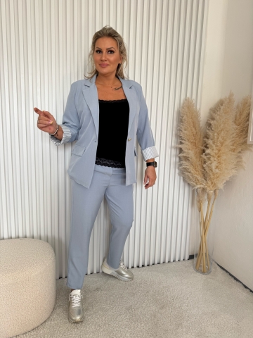 Dámský elegantní kalhotový kostým Dejna modrý