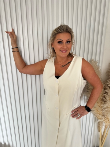 Dámská smetanová luxusní dlouhá vesta Dios