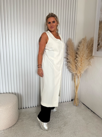 Dámská smetanová luxusní dlouhá vesta Dios