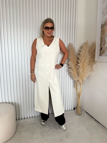 Dámská smetanová luxusní dlouhá vesta Dios