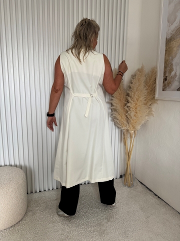 Dámská smetanová luxusní dlouhá vesta Dios