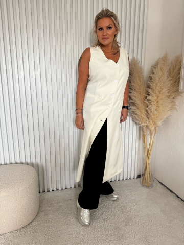 Dámská smetanová luxusní dlouhá vesta Dios