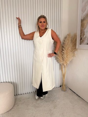 Dámská smetanová luxusní dlouhá vesta Dios