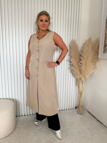 Dámská mocca luxusní dlouhá vesta Dios