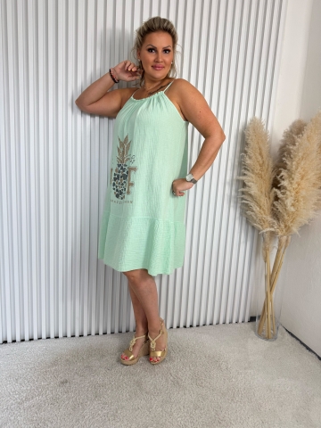 Dámské letní mint šaty Viola na ramínka s aplikací značky Paparazzi Fashion