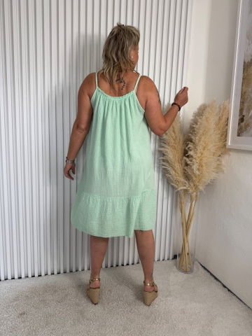 Dámské letní mint šaty Viola na ramínka s aplikací značky Paparazzi Fashion