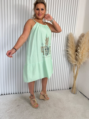 Dámské letní mint šaty Viola na ramínka s aplikací značky Paparazzi Fashion