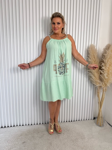Dámské letní mint šaty Viola na ramínka s aplikací značky Paparazzi Fashion