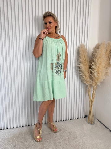 Dámské letní mint šaty Viola na ramínka s aplikací značky Paparazzi Fashion