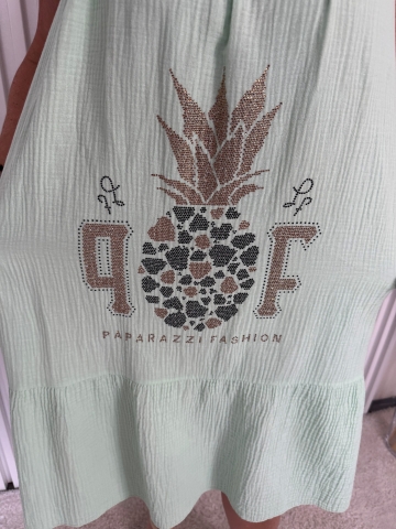 Dámské letní mint šaty Viola na ramínka s aplikací značky Paparazzi Fashion