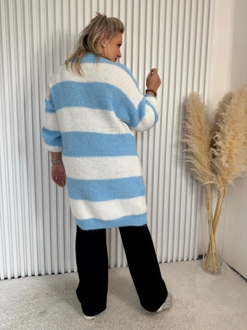 Dámský dlouhý kardigan Elba s modrým proužkem značky Paparazzi Fashion