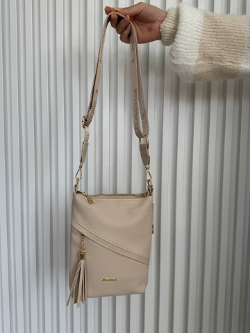 Dámská béžová crosbody kabelka Mirai značka Laura Biaggi