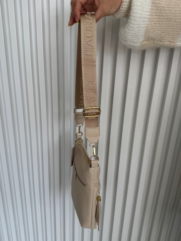 Dámská béžová crosbody kabelka Mirai značka Laura Biaggi