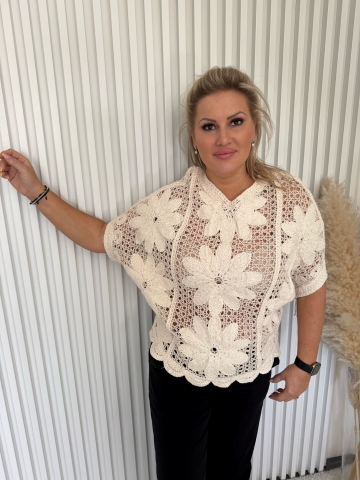 Dámská háčkovaná halenka Denisa, netopýří střih