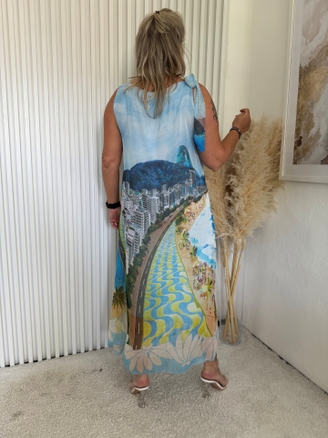 Dámské hedvábné dlouhé šaty Diana v modré barvě