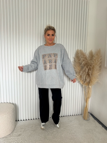 Dámská oversize mikina Petra zn. Paparazzi Fashion v šedé barvě