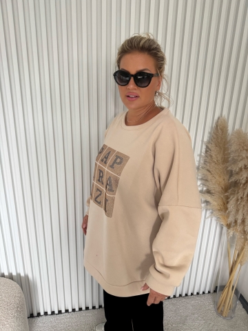 Dámská oversize mikina Petra zn. Paparazzi Fashion v béžové barvě